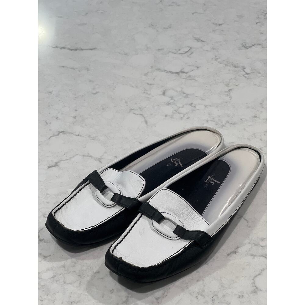 Life Stride Women Leather Slip‎ On Loafer Mules Shoes Comfort Size 9 White Black - Picture 4 of 7